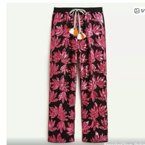 J. CREW COLLECTION high rise sequin poplin pant pink black glam NEW Size 2